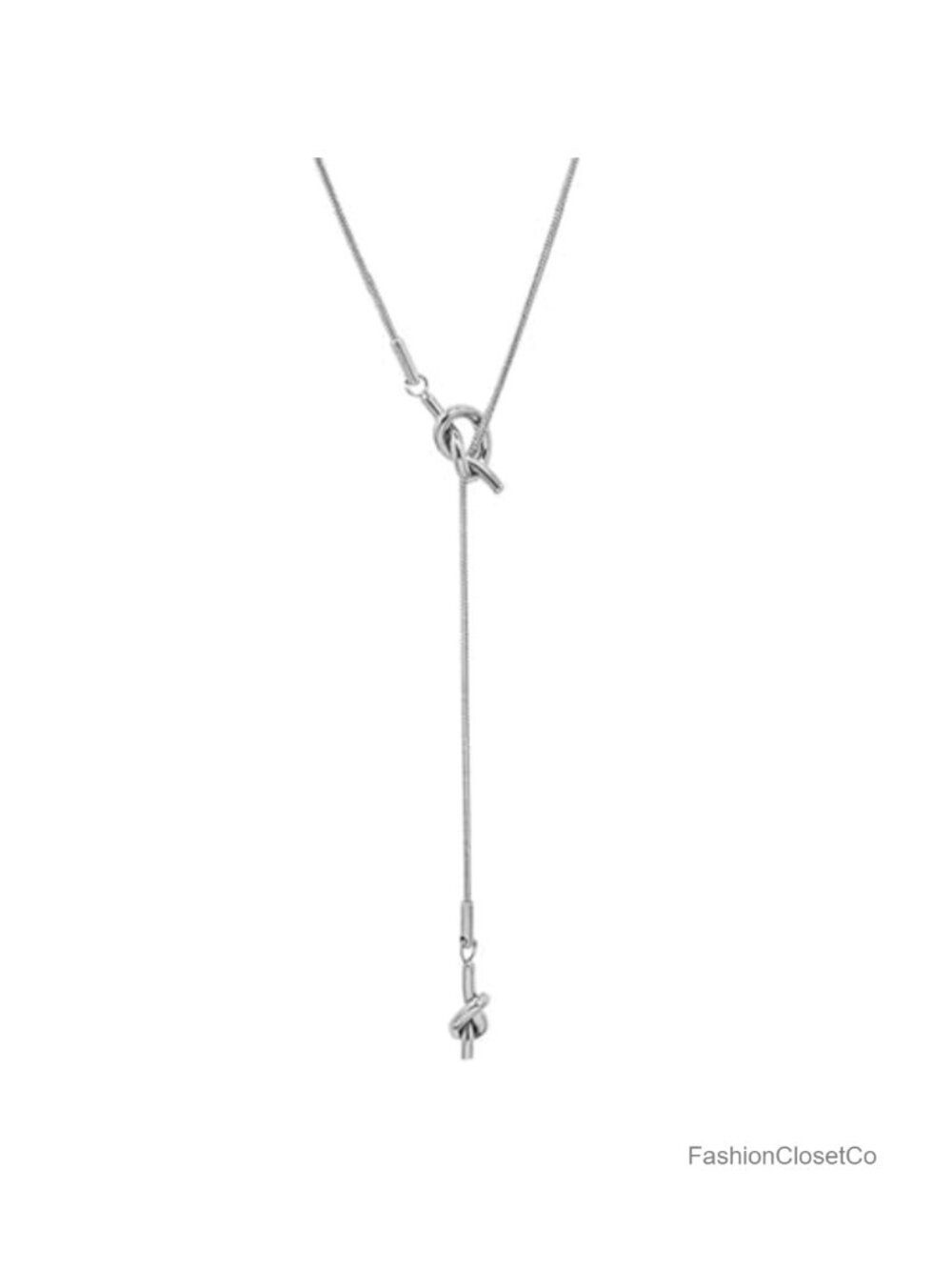 Dainty Knotted Rope Lariat Necklace, 18k Gold Plated Stainless Steel Y-Necklace